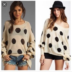 WildFox polka dot poet sleeve sweater